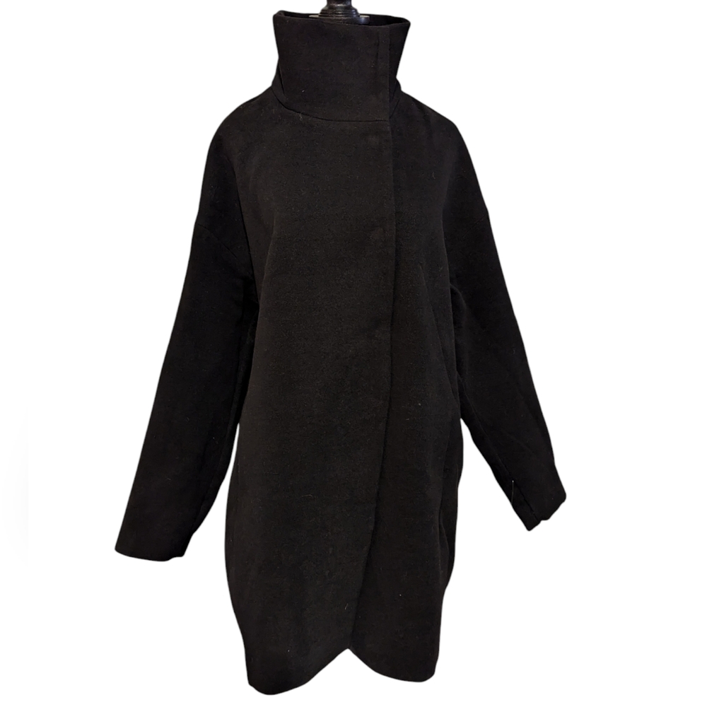 Sinsay Oversized Jacket Asymmetrical Black Boho European Style